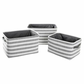 Basket set DKD Home Decor Grey Stripes Cotton (42 x 32 x 25 cm) (3 Pieces) by DKD Home Decor, Boxes - Ref: S3039172, Price: 5...