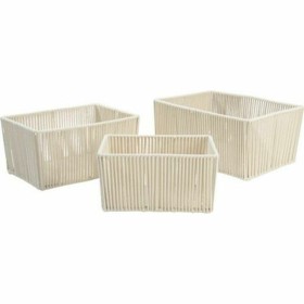 Juego de Cestas DKD Home Decor Beige Metal 40 x 30 x 20 cm 3 Piezas de DKD Home Decor, Cajas y arcones de almacenaje - Ref: S...