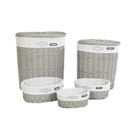 Lot de paniers DKD Home Decor Blanc Gris osier 51 x 37 x 56 cm 52 x 38 x 57 cm (5 Pièces) de DKD Home Decor, Boîtes - Réf : S...