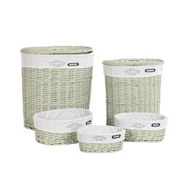 Set of Baskets DKD Home Decor Green wicker 51 x 37 x 56 cm (5 Pieces) by DKD Home Decor, Boxes - Ref: S3039222, Price: 104,05...