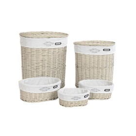 Conjunto de Cestos DKD Home Decor Bege vime 51 x 37 x 56 cm 52 x 38 x 56 cm (5 Peças) de DKD Home Decor, Caixas - Ref: S30392...