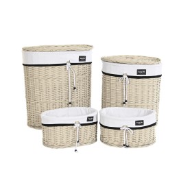 Set of Baskets DKD Home Decor White Beige wicker 51 x 38 x 58 cm by DKD Home Decor, Boxes - Ref: S3039226, Price: 114,76 €, D...