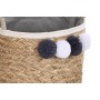 Basket set DKD Home Decor Natural Cotton Pompoms Natural Fibre (40 x 40 x 35 cm) by DKD Home Decor, Open Storage Bins - Ref: ...