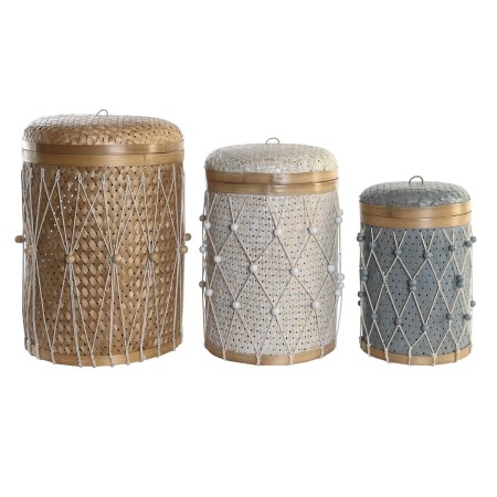 Conjunto de Cestas DKD Home Decor Multicolor Bambu Boho 46 x 46 x 58 cm de DKD Home Decor, Caixas - Ref: S3039252, Preço: 156...