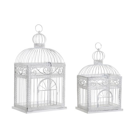 Cage DKD Home Decor Blanc Métal 28 x 20 x 54 cm de DKD Home Decor, Cages - Réf : S3039335, Prix : 66,13 €, Remise : %