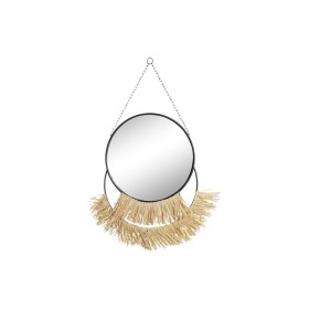 Miroir mural DKD Home Decor Naturel Noir Doré Métal Fibre Frange (55 x 2,5 x 83 cm) de DKD Home Decor, Miroirs muraux - Réf :...