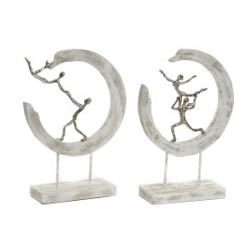 Decorative Figure DKD Home Decor 32,5 x 10 x 47 cm Silver White Ballet Dancer Modern Stripped (2 Units) by DKD Home Decor, Or...