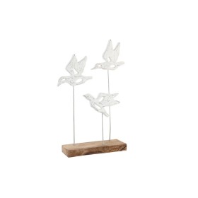 Figurine Décorative DKD Home Decor Marron Blanc Fer Bois de manguier Oiseaux (32 x 10 x 51 cm) de DKD Home Decor, Objets de d...