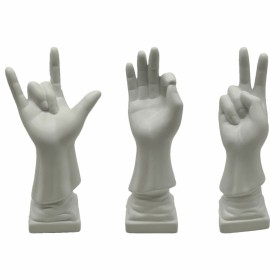 Figurine Décorative DKD Home Decor Blanc Main 7 x 7 x 25 cm (3 Unités) de DKD Home Decor, Objets de décoration - Réf : S30395...