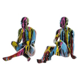 Figura Decorativa DKD Home Decor 25,5 x 14 x 21,5 cm Negro Multicolor (2 Unidades) de DKD Home Decor, Adornos - Ref: S3039517...