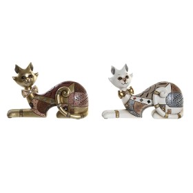 Figura Decorativa DKD Home Decor Blanco Dorado Gato 22,5 x 8 x 15 cm (2 Unidades) de DKD Home Decor, Adornos - Ref: S3039567,...