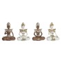 Figura Decorativa DKD Home Decor 20,5 x 10,5 x 28,5 cm Castanho Buda Branco Oriental (4 Peças) de DKD Home Decor, Adornos - R...