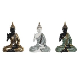 Figurine Décorative DKD Home Decor 19 x 10 x 26,5 cm Bleu Doré Buda Vert Oriental (3 Pièces) de DKD Home Decor, Objets de déc...