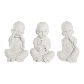 Figura Decorativa DKD Home Decor 24 x 22 x 39 cm Branco Monge Oriental (3 Peças) de DKD Home Decor, Adornos - Ref: S3039605, ...