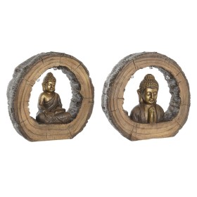 Figura Decorativa DKD Home Decor 40 x 13 x 40 cm Dourado Castanho Buda Oriental (2 Unidades) de DKD Home Decor, Adornos - Ref...