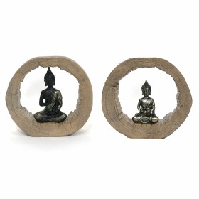 Figura Decorativa DKD Home Decor Preto Natural Buda 20,5 x 6 x 18,5 cm (2 Unidades) de DKD Home Decor, Adornos - Ref: S303964...