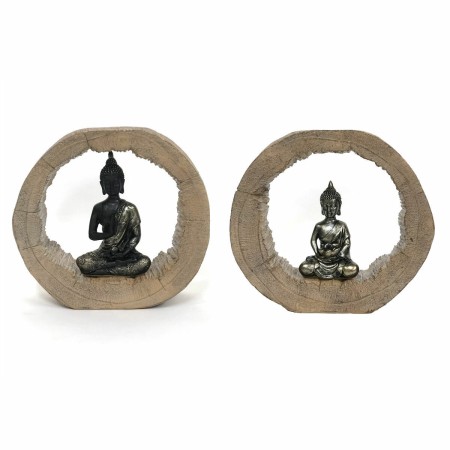 Figura Decorativa DKD Home Decor Negro Natural Buda 20,5 x 6 x 18,5 cm (2 Unidades) de DKD Home Decor, Adornos - Ref: S303964...