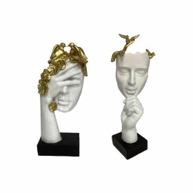 Figura Decorativa DKD Home Decor Face Branco Dourado 14,5 x 9,5 x 31 cm (2 Unidades) de DKD Home Decor, Adornos - Ref: S30396...