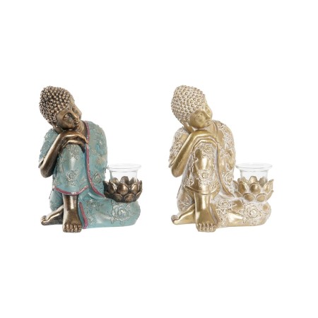 Figura Decorativa DKD Home Decor 17 x 14,5 x 23,7 cm Dorado Buda Verde Oriental (2 Unidades) de DKD Home Decor, Adornos - Ref...