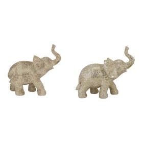 Figura Decorativa DKD Home Decor 22,7 x 11 x 20,8 cm Elefante Bege Dourado Colonial (2 Unidades) de DKD Home Decor, Adornos -...