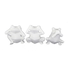 Statua Decorativa DKD Home Decor 18,5 x 13 x 17,8 cm Bianco Rana (3 Unità) di DKD Home Decor, Soprammobili - Rif: S3039675, P...