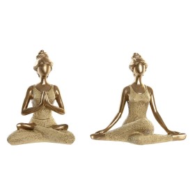 Figura Decorativa DKD Home Decor Dourado Yoga 19,5 x 11,5 x 18 cm (2 Unidades) de DKD Home Decor, Adornos - Ref: S3039681, Pr...