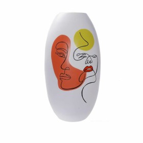 Vaso DKD Home Decor Face Branco Resina Multicolor (20,5 x 20,5 x 38 cm) de DKD Home Decor, Jarrões - Ref: S3039962, Preço: 50...