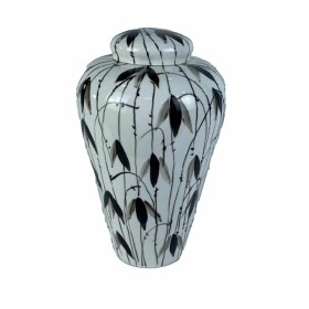 Tibor DKD Home Decor Porcelana Preto Branco Oriental Folha de planta (23 x 23 x 33 cm) de DKD Home Decor, Jarrões - Ref: S303...