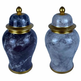 Tibor DKD Home Decor 22 x 22 x 42 cm 22 x 22 x 44 cm Porcelain Blue Golden Marble Modern (2 Units) by DKD Home Decor, Vases -...