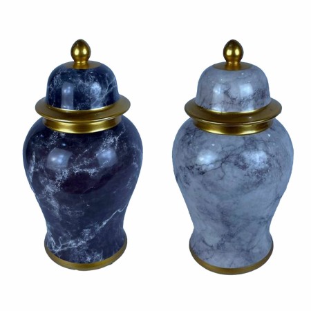 Tibor DKD Home Decor Porcelain Blue Golden Marble Modern 17 x 17 x 32 cm (2 Units) by DKD Home Decor, Vases - Ref: S3039989, ...