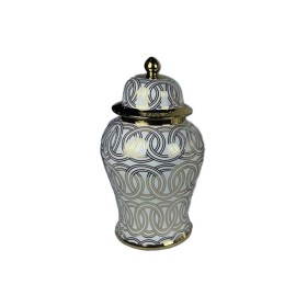 Potiche DKD Home Decor Porcelaine Doré Blanc Oriental (22 x 22 x 42 cm) de DKD Home Decor, Vases - Réf : S3039994, Prix : 79,...