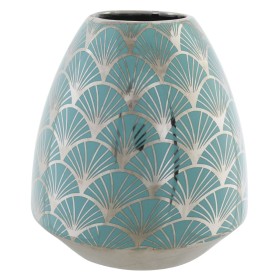 Vase DKD Home Decor Porcelaine Doré Turquoise Blanc Oriental Chrome 16 x 16 x 18 cm de DKD Home Decor, Vases - Réf : S3040001...