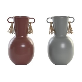 Vase DKD Home Decor 14 x 13 x 24 cm Gris Métal Terre cuite (2 Unités) de DKD Home Decor, Vases - Réf : S3040288, Prix : 28,00...