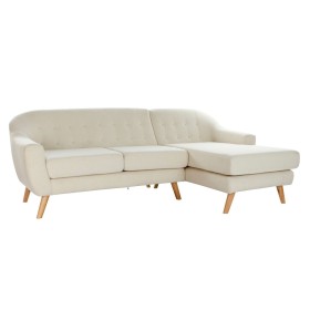 Divano Chaise Longue DKD Home Decor Crema Legno d'albero della gomma 226 x 144 x 84 cm di DKD Home Decor, Sedie - Rif: S30406...