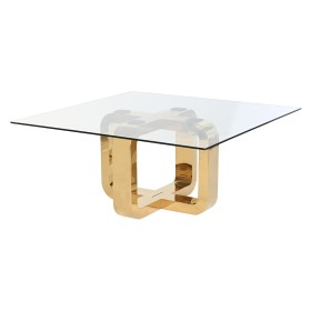 Centre Table DKD Home Decor Golden Steel Tempered Glass 100 x 100 x 45 cm by DKD Home Decor, Tables - Ref: S3040671, Price: 4...