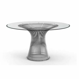 Mesa de Comedor DKD Home Decor Transparente Plateado Acero Cristal Templado 130 x 130 x 75 cm de DKD Home Decor, Mesas - Ref:...