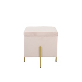 Footrest DKD Home Decor Grey Golden Metal Natural rubber Velvet 44 x 44 x 46 cm | Tienda24 - Global Online Shop Tienda24.eu