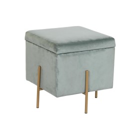 Footrest DKD Home Decor Grey Golden Metal Natural rubber Velvet 44 x 44 x 46 cm | Tienda24 - Global Online Shop Tienda24.eu