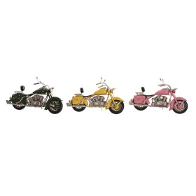 Deko-Figur DKD Home Decor 28 x 10 x 16 cm Rosa Motorrad grün Gelb Vintage (3 Stücke) von DKD Home Decor, Ornamente - Ref: S30...