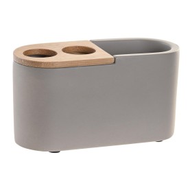 Vaso DKD Home Decor 11 X 4,5 X 6 CM Natural Gris Cemento de DKD Home Decor, Soportes y dispensadores - Ref: S3040991, Precio:...