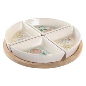 Snack tray DKD Home Decor 21,5 x 21,5 x 1 cm Beige White Stoneware Traditional by DKD Home Decor, Plates and dishes - Ref: S3...