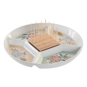 Appetizer Set DKD Home Decor 21,5 x 11,8 x 1,5 cm Natural Red Blue White Stoneware Mediterranean Houses | Tienda24 - Global Online Shop Tienda24.eu