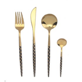 Cutlery DKD Home Decor Black Golden Stainless steel (1,8 x 0,3 x 23 cm) (2 x 0,3 x 21 cm) by DKD Home Decor, Cutlery sets - R...