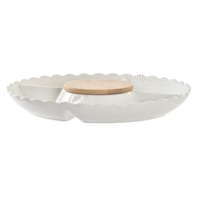 Snack tray DKD Home Decor 25,5 x 25,5 x 3 cm Natural Porcelain White by DKD Home Decor, Plates and dishes - Ref: S3041189, Pr...