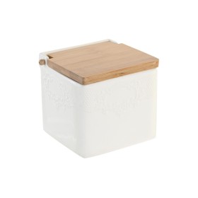 Portasale con Coperchio DKD Home Decor 10,5 x 9 x 9 cm Naturale Porcellana Bianco di DKD Home Decor, Dosatori di condimenti e...