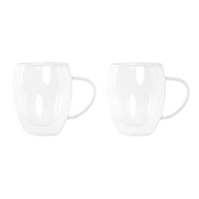 Conjunto de Chávenas de Café DKD Home Decor Transparente Cristal Vidro de Borosilicato 350 ml de DKD Home Decor, Canecas - Re...