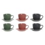 Jeu de 6 tasses avec plat DKD Home Decor Vert Rose Gris foncé Grès 150 ml 16 x 17 x 35 cm | Tienda24 - Global Online Shop Tienda24.eu