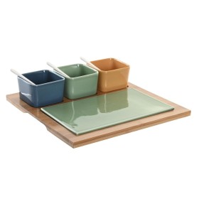 Set de sushi DKD Home Decor Bambou Grès Blanc Naturel Oriental 28,5 x 19,5 x 3,3 cm (9 Pièces) (28,5 x 19,5 x 3,3 cm) | Tienda24 - Global Online Shop Tienda24.eu