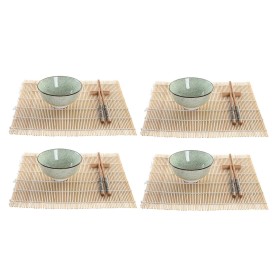 Conjunto de sushi DKD Home Decor Castanho Preto Natural Bambu Ardósia 30 x 10 x 3,5 cm (9 Peças) (30 x 10 x 3,5 cm) | Tienda24 - Global Online Shop Tienda24.eu