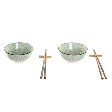 Set per Sushi DKD Home Decor 30 x 21 x 7 cm Verde Blu cielo Gres Orientale (6 Pezzi) di DKD Home Decor, Piatti e teglie - Rif...